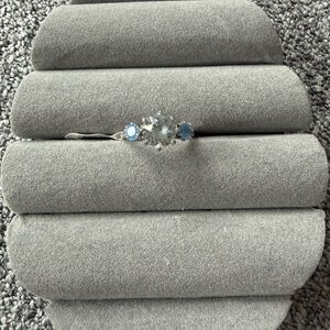 Fragrant Jewels Silver Ring with Light Blue and Clear Stones